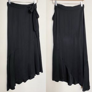 & Other Stories Asymmetric Black Satin Midi Skirt 4